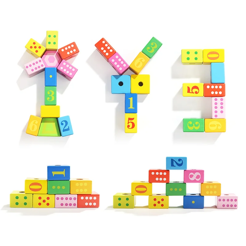 Topbright Number Building Blocks for Toddlers Beads Wooden beaded game Educational Wooden Toys Kids