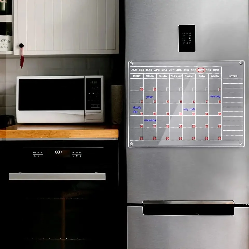 Customize Size Dry Erase Fridge Magnet Acrylic Calendar Clear Weekly Meal Shopping Planner Board