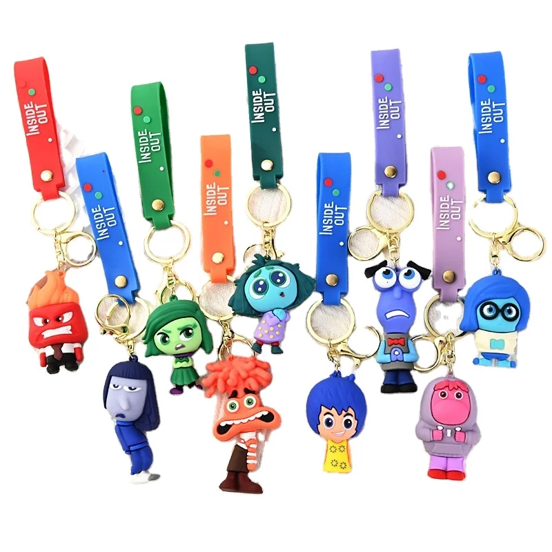 Accessories wholesale pvc rubber 3D cute anime keychain cartoon keychains inside out keychain