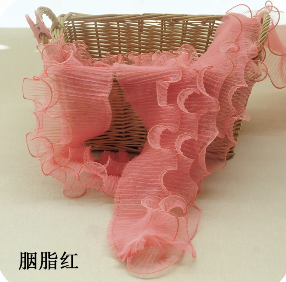 ZSY 12cm Wide Three Layer Body Pleated Corrugated Lace Elastic Folded Material Ribbon Dress Collar Edge Trim