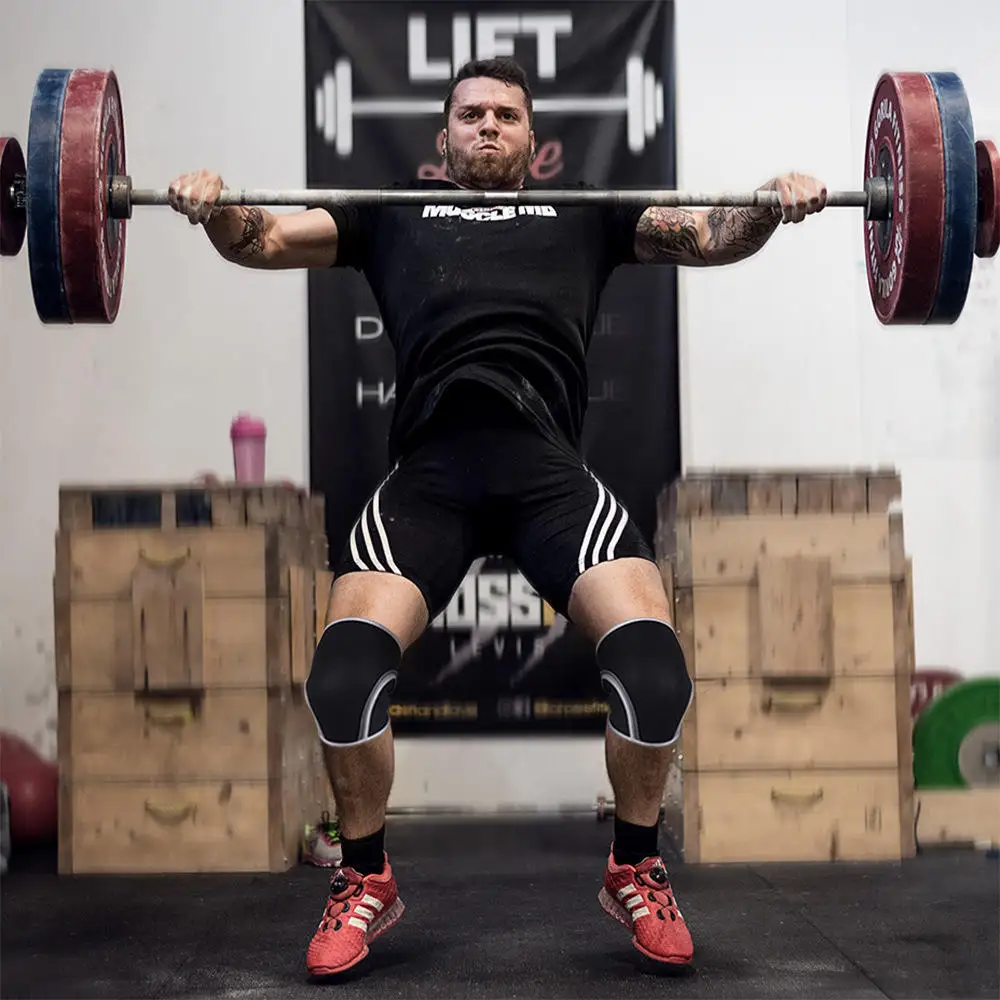 Коленные рукава неопреновые (1 пара) Премиум поддержка и сжатие-Powerlifting-7 мм стильные
