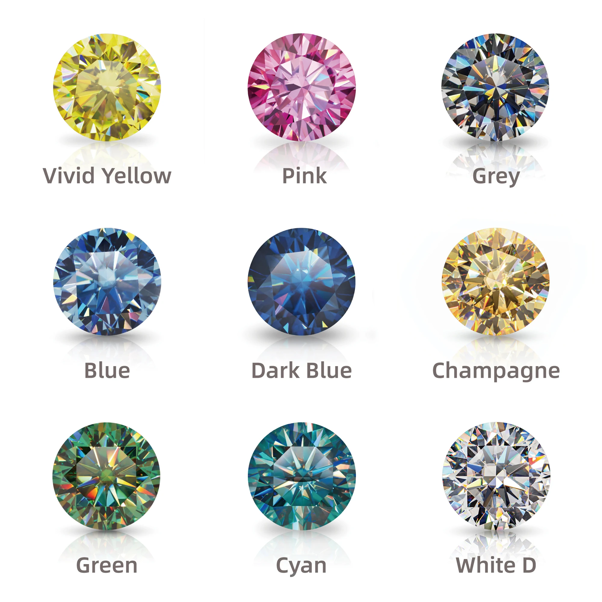 GIGAJEWE DEF blue yellow red pink Color 0.8-3.0mm Round cut Melee moissanite brilliant cut for jewelry making