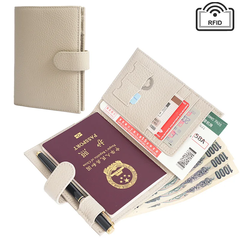 Luxury RFID Blocking Leather Passport Holder Travel Wallet For Men and Women