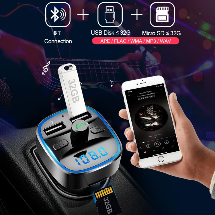 Transmitter Car Mp3 Player BT 5.0 Receiver Dual Usb Car Charger U Disk TF Card Music Call Handsfree Kit