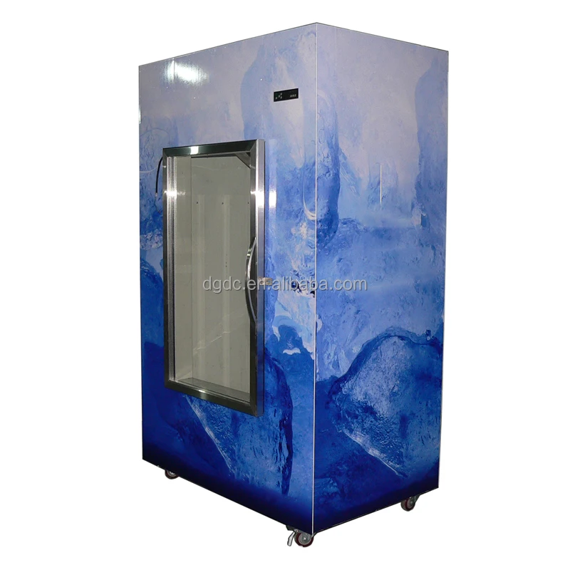 Indoor Upright Glass Display Air Condition Ice Cubes Cooler Bags Ice Box