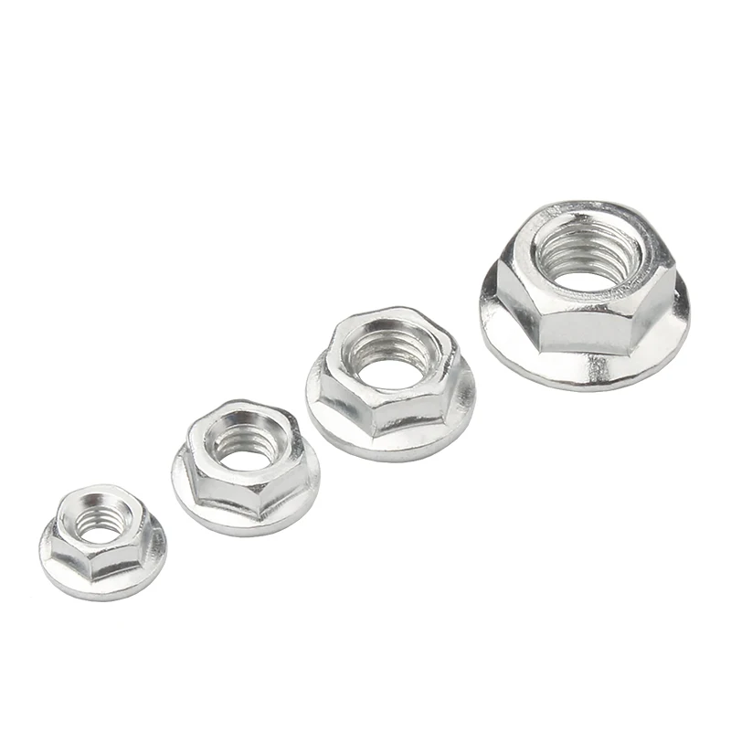 ASME B18.2.2 Certified DIN 6923 Flange Hex Nut Metric Thread M3 Carbon Steel Stainless Steel Aluminium Zinc Plated Fastening