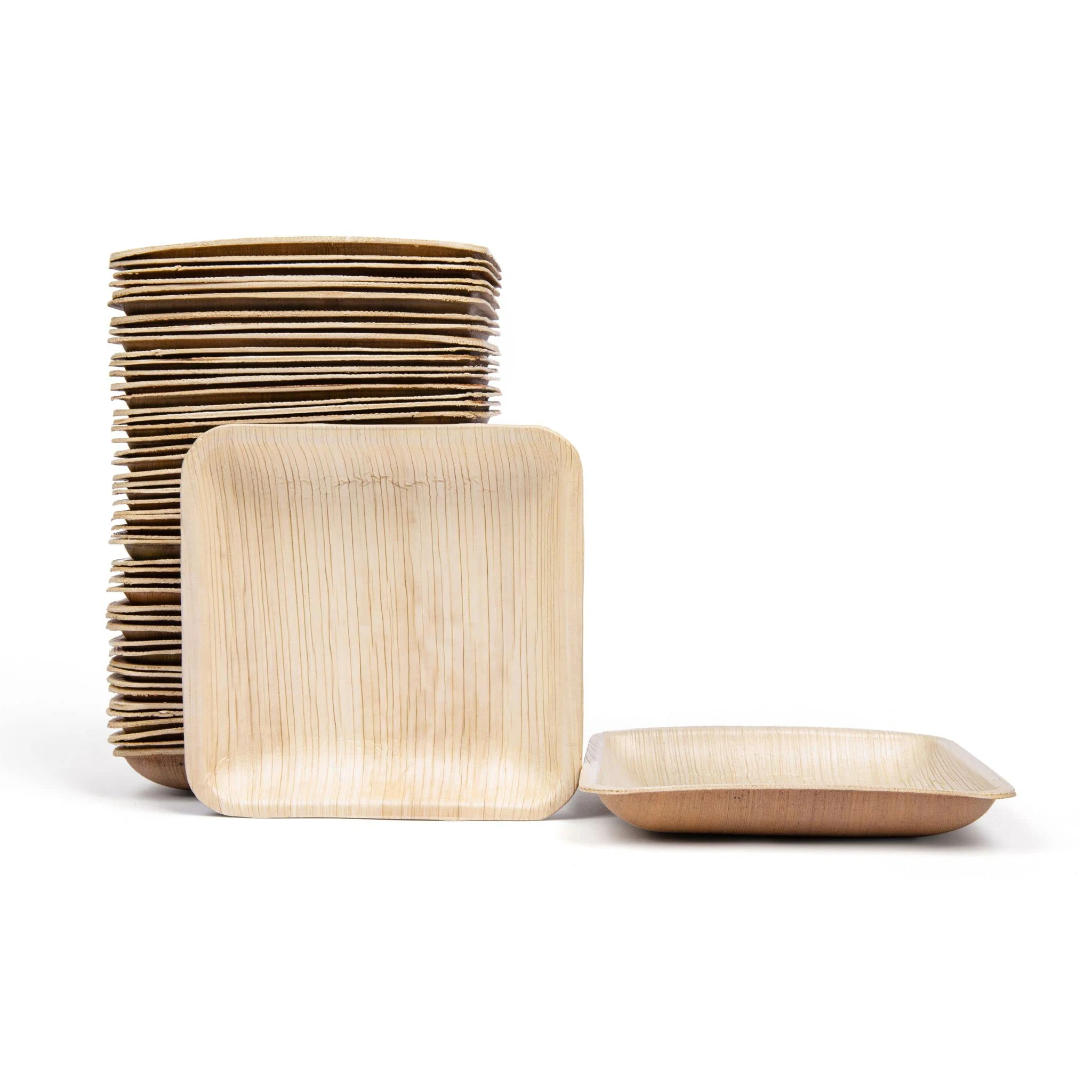 Bamboo plates Disposable bamboo plates degradable cake plates Western dishes outdoor picnic environmental tableware