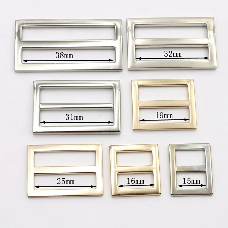 gold polish 38mm zinc alloy flat wire metal slider buckle ring metal buckle ring adjuster for bag strap