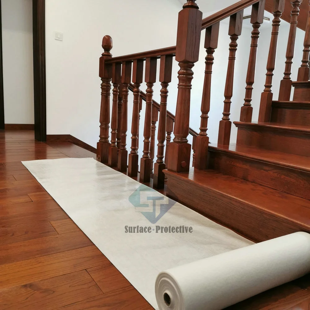 160gr white sticky felt Self adhesive drop cloth felt Floor protector  Painter cover fleece from Professional manufacture