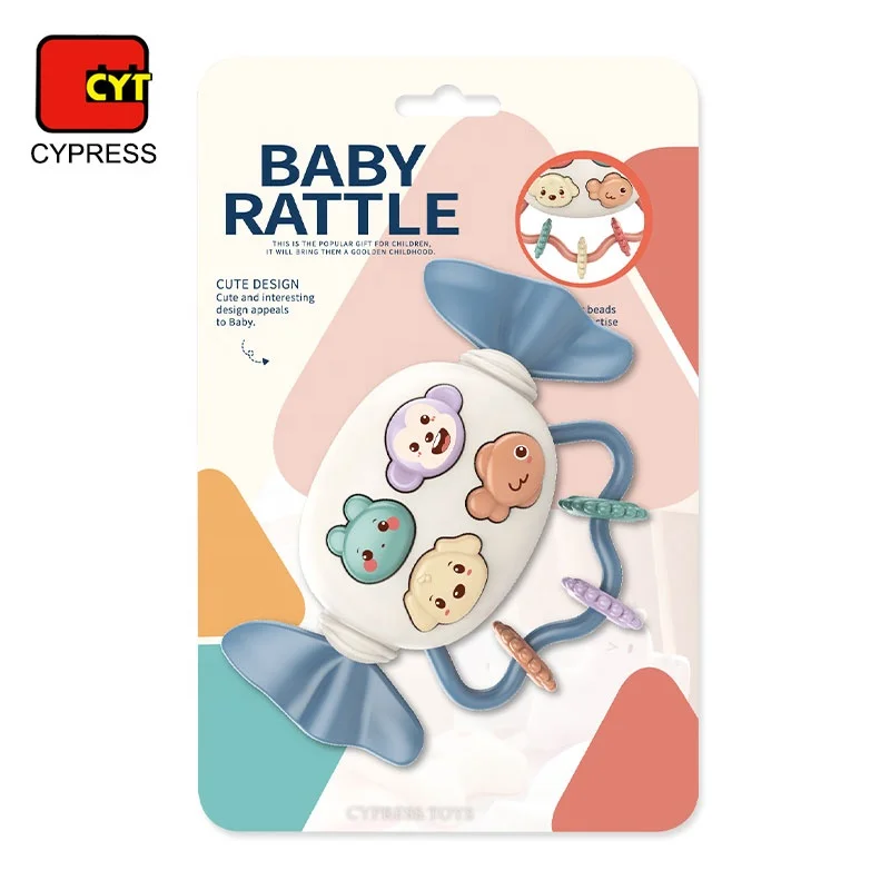 Plastic Cartoon Soft Silicone Baby Rattle Teether Toys With Music and Light
