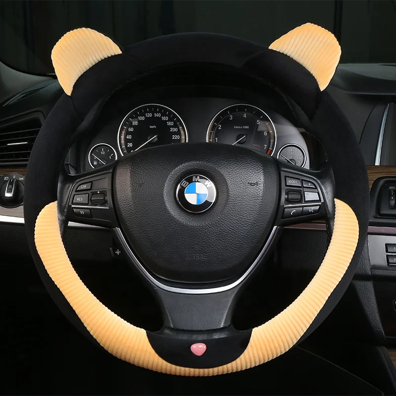 Car interior accessories manufactory direct deal wholesale universal cute plush car steering wheel cover for women