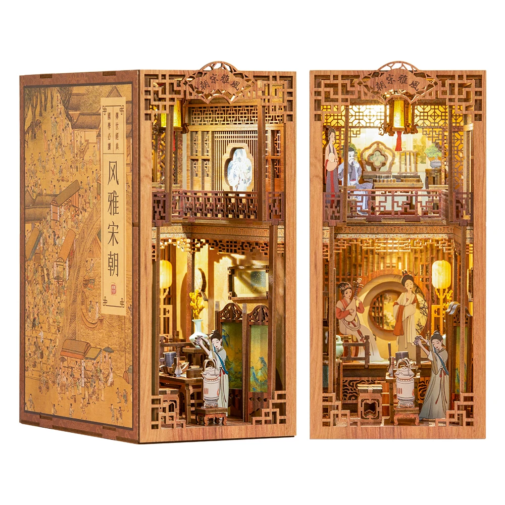 Cutebee New Style Elegant Song Dynasty Kids DIY Craft Tea House  Book Nook Kit for Birthday Gifts