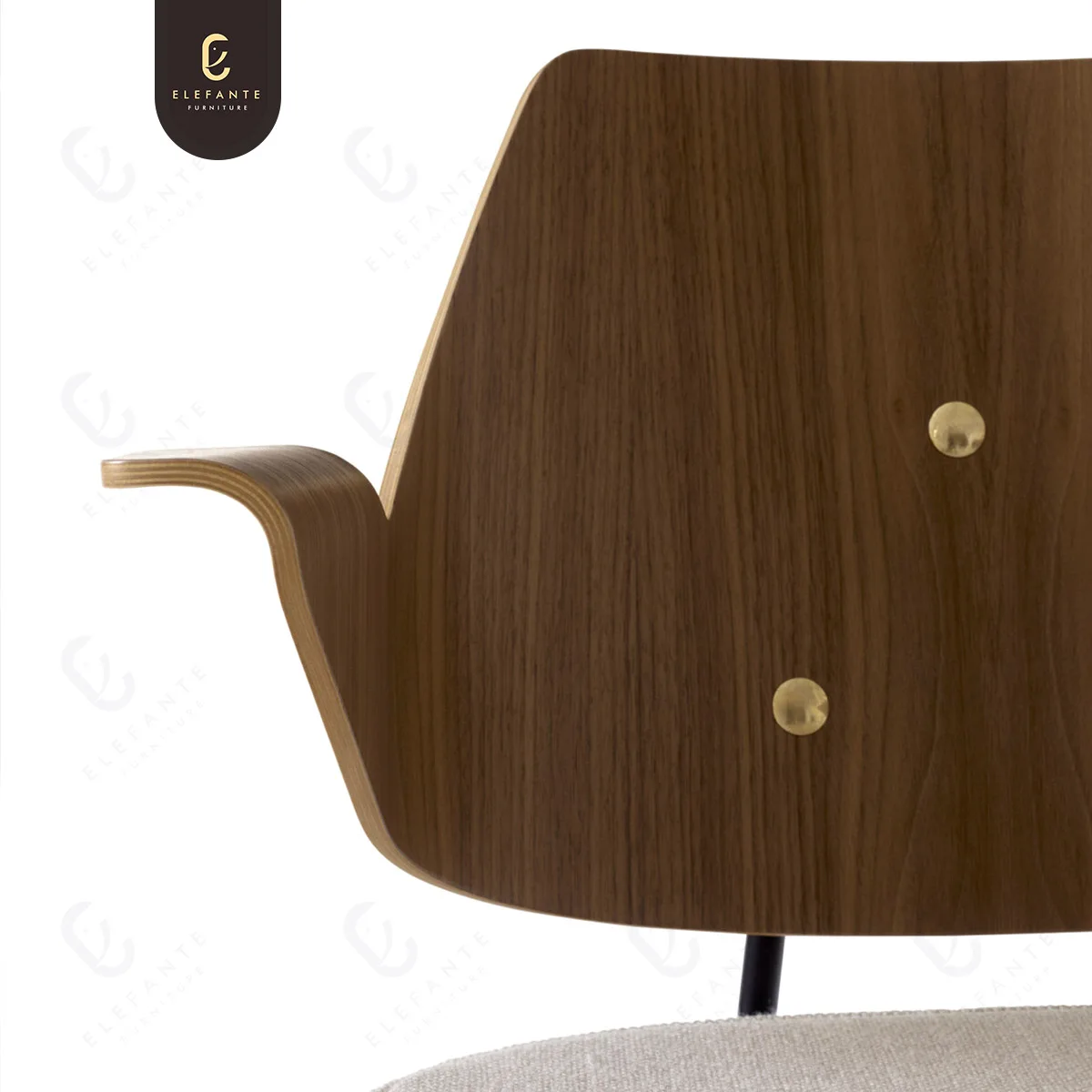 High Quality Designer Minimalist Walnut Plywood Bentwood Chair Metal Legs Modern Wooden Dining Chair For Bistro Cafe Restaurant