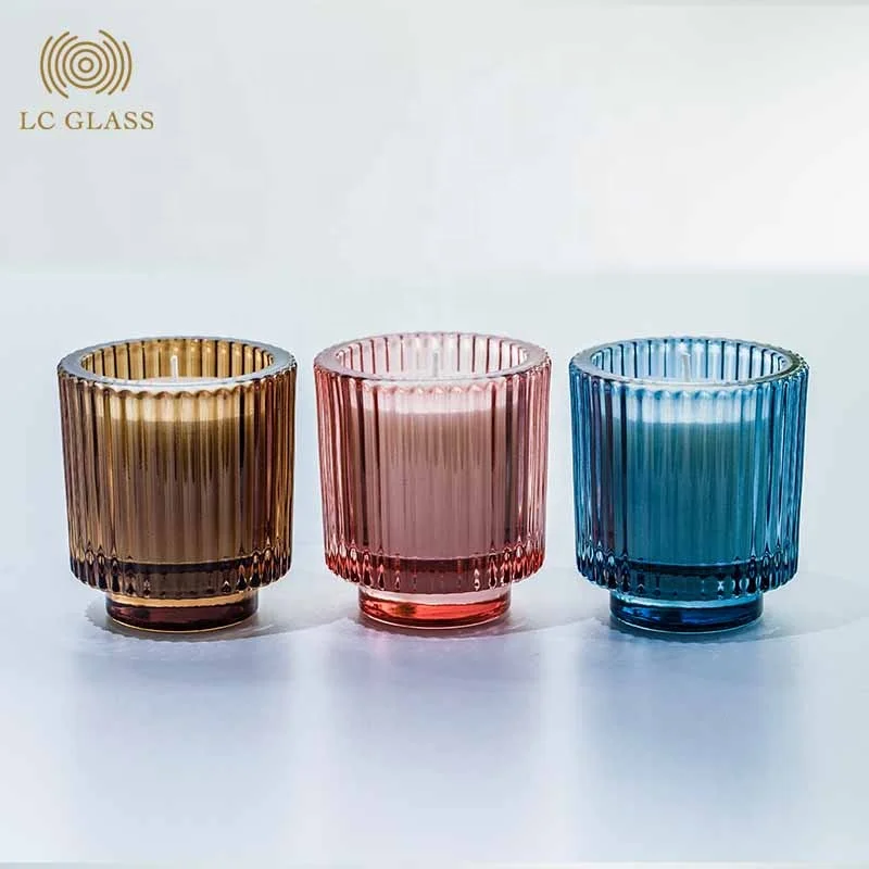 wholesale New design Soy wax  candle glass jar and colour glass candle jars