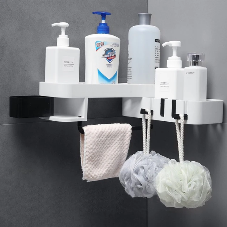 Multifunctional Plastic Kitchen Organizer Wall Holders Bathroom Storage Rack For Shampoo And Shower Gel