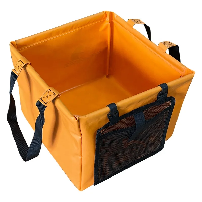 
Складное брезентовое ведро из ПВХ, квадратная портативная раковина, умывальник, посуда со съемной сеткой, карманное хранилище, холодильник для закусок и напитков 
