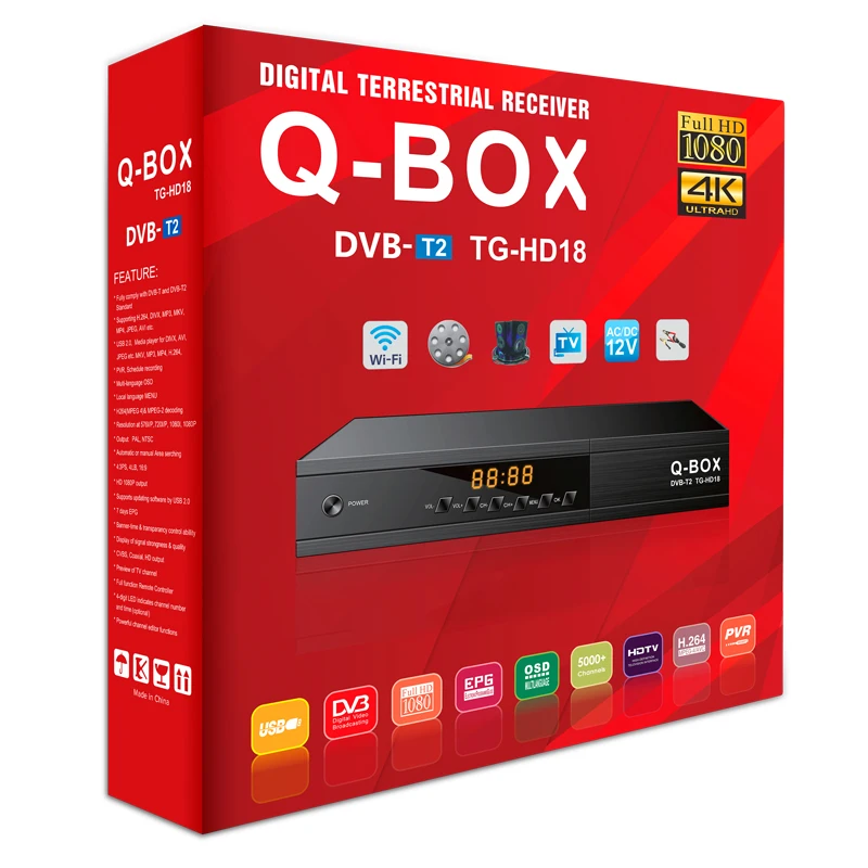 Q-BOX TG-HD18 готов Мини DVB T2 Декодер каналов кабельного телевидения в наличии для