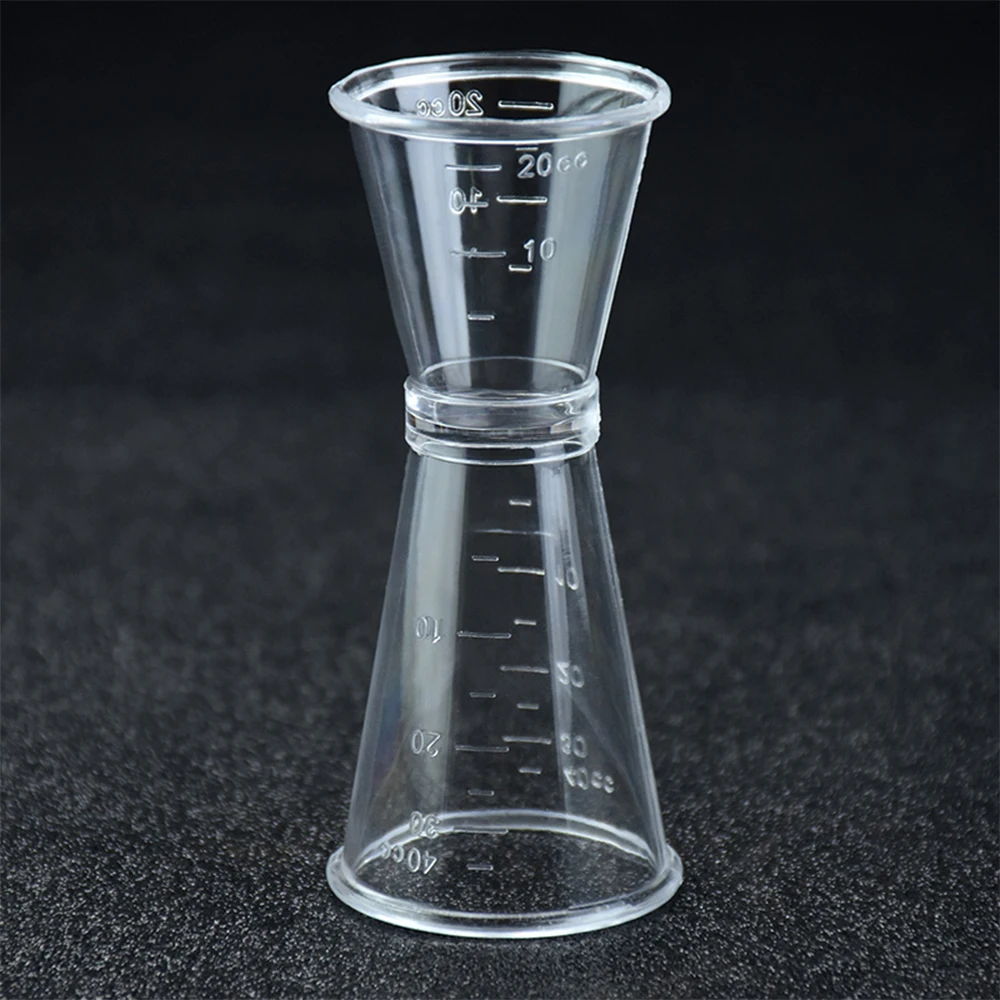 Factory Direct Transparent Resin Double Cocktail Jigger Food Grade Measuring Cup PC Plastic Cocktail Bar Jigger