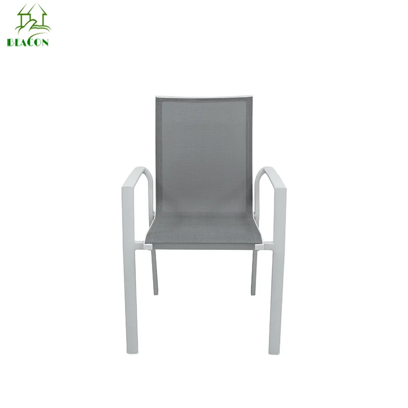 Commercial Stackable Bistro Cafe Shop Dinning Chair Modern Patio Aluminum Frame Outdoor Dining Chair With Armrest