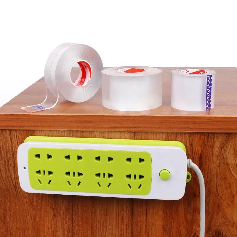 Mileqi excellent quality super strong sticky pre cut washable double sided adhesive transparent traceless nano gel grip tape