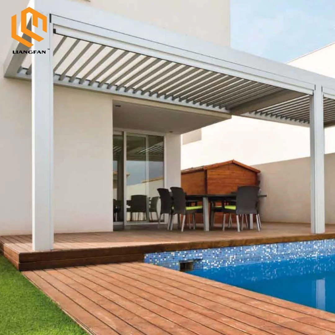 4*6 7*4 Outdoor Garden Bioclimatic Pergola Waterproof Metal Gazebo With Solar Panels