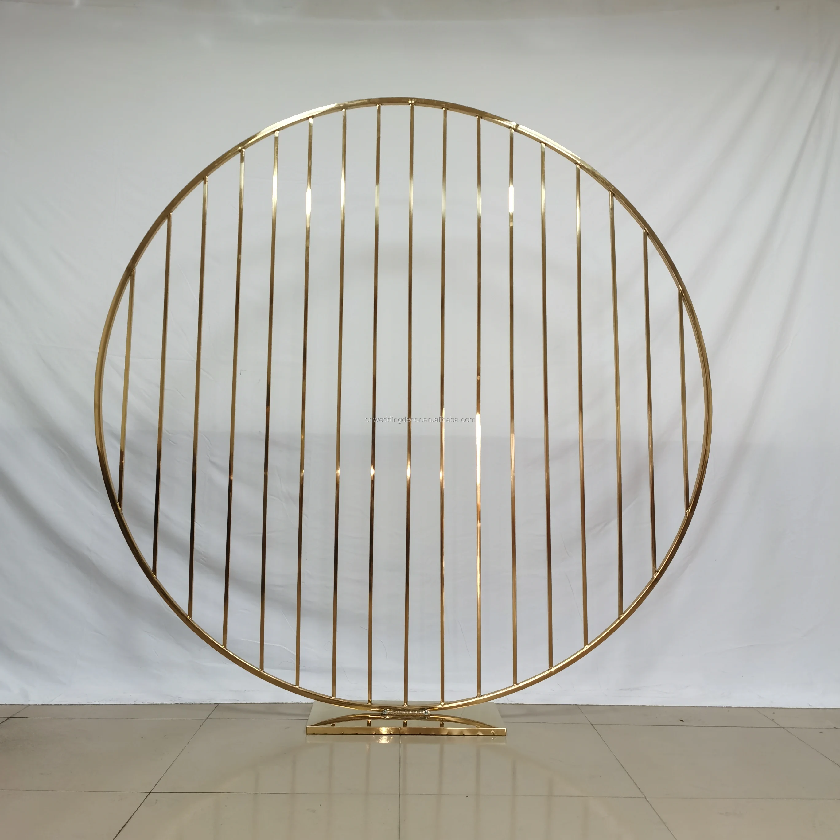 
Ceremony Decoration Gold Geometric Metal Frame Round Backdrop Floral Wedding Arch Stand 