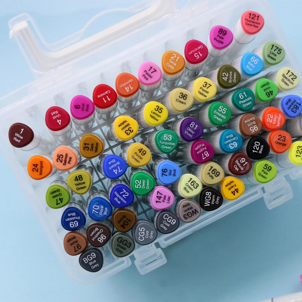 Hot Sale High Quality Double-side Washable 12/24/36/48/60 Smooth Colors Water Based Art Marker Set with Portable Barrel