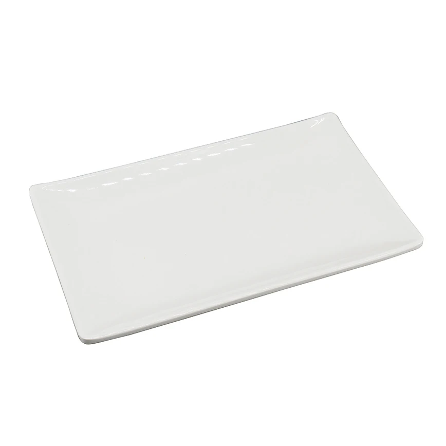 Factory Wholesale Serving Tray White Rectangle Melamine Salad Dish Dinner Plates For Restaurants Buffets