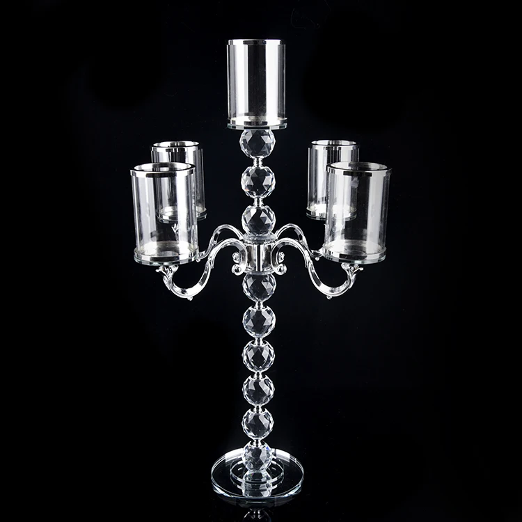 2022 luxury home decor gold/silver crystal candlestick table centerpieces candelabra
