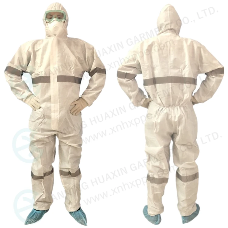 High Quality Disposable Heating Sealed Taped Safety Coveralls Manufacture Protective Coverall With Reflective Stripes