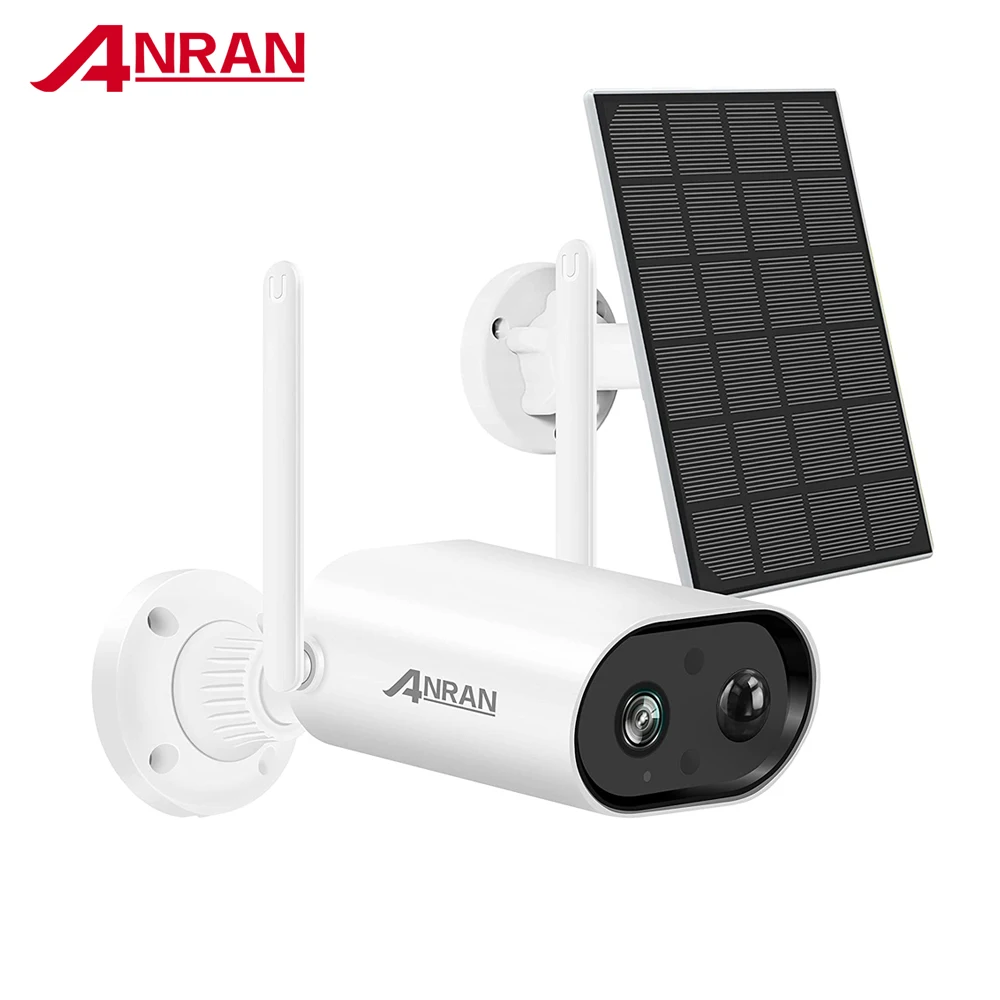 ANRAN 3MP Rechargeable Battery Powered 100% Wire-free WiFi Security CCTV camera with Solar Panel
