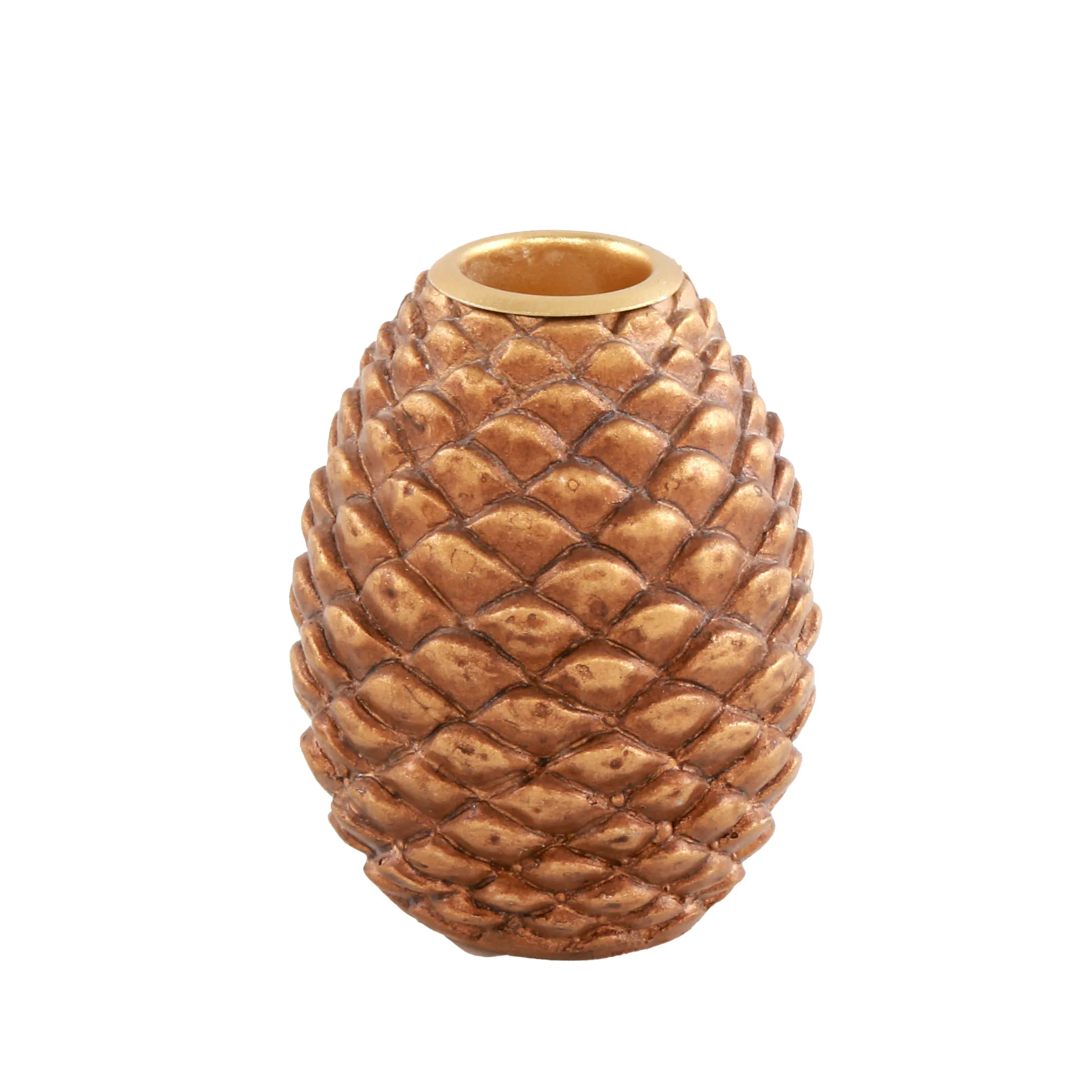 Nordic Lights Reusable Resin Pine cones Candle Stick Holder Christmas Golden Pinecone Shape Candle Holder Ornaments