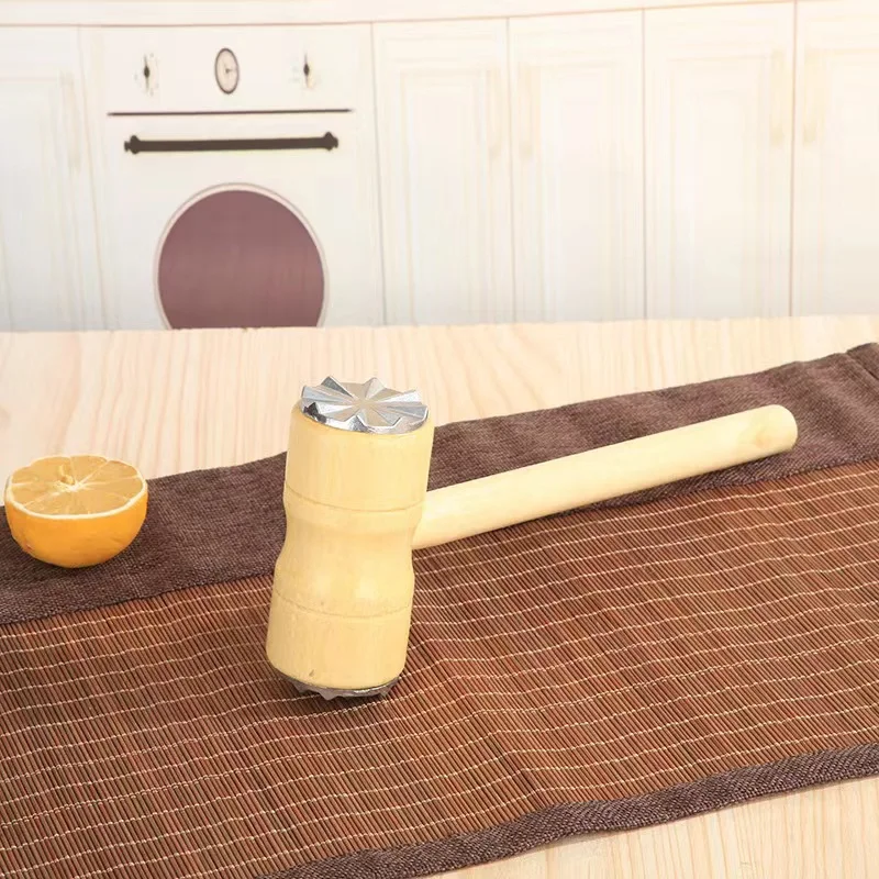High Quality Stainless Steel Loose Tenderizers Meat Hammer With Wood Handle Pounders Knock-Sided For Steak Pork Kitchen Tools