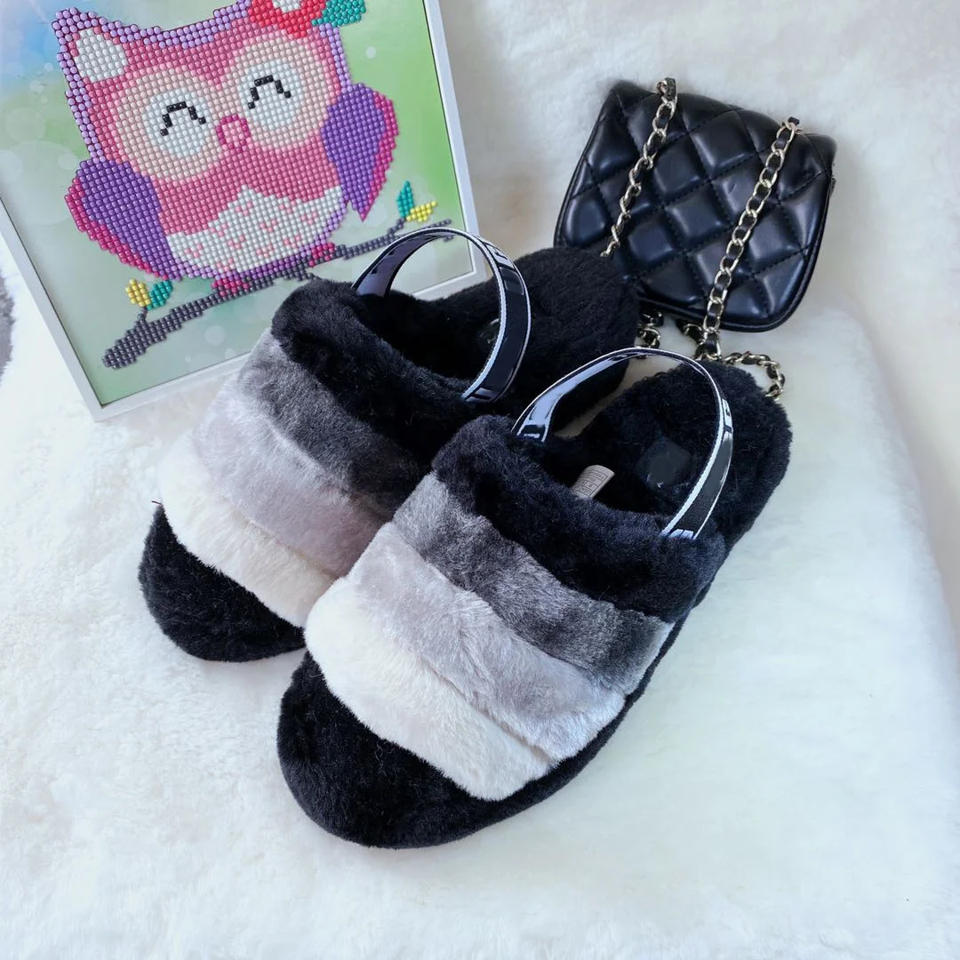 Пользовательский логотип, обновленные стильные шерстяные тапочки для девочек, женские домашние тапочки ручной работы из овчины