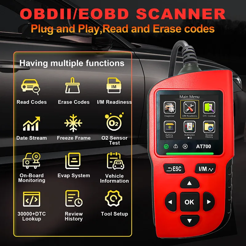 Высококачественный сканер OBD II AT700 DTC считыватель автомобильных кодов многофункциональное оборудование поддержка протокола OBD2 диагностика