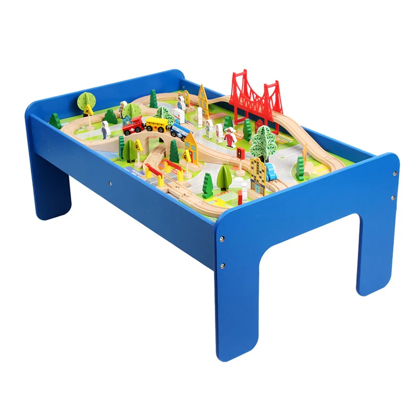 Wholesale Custom High Quality 88 Pieces Wooden Train Tracks Table Toys New Design Boys Girls Self Assemble Educational Toys