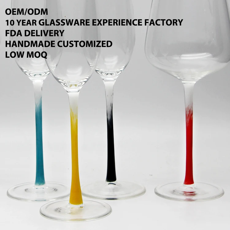 Wholesale of wedding set with Coloured cup pole glass champagne glass and red wine glass