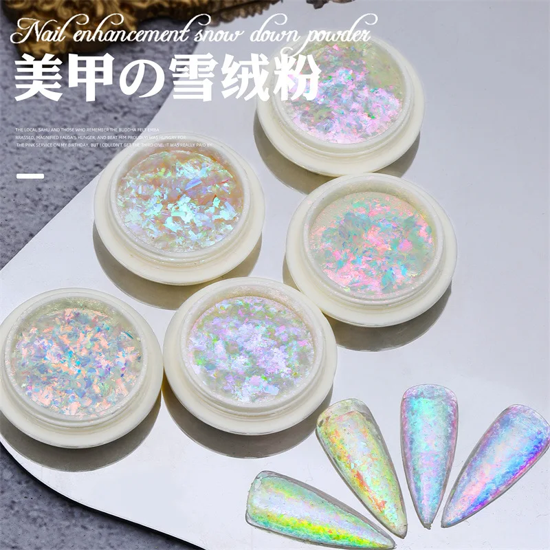 Nail Art Opal Powder Ultra thin Snow Velvet Cloud Brocade Nail Decoration Sequins