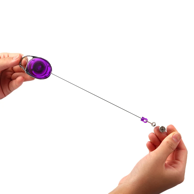 
QORI customized oval plastic badge holder id card badge holder retractable key reel with hook 