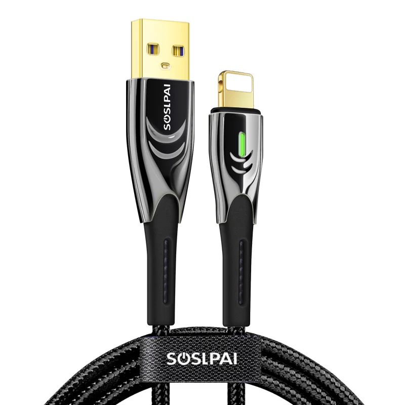 SOSLPAI wholesale phone usb charger cable 3.28ft nylon braided custom logo usb data charging cable for iphone