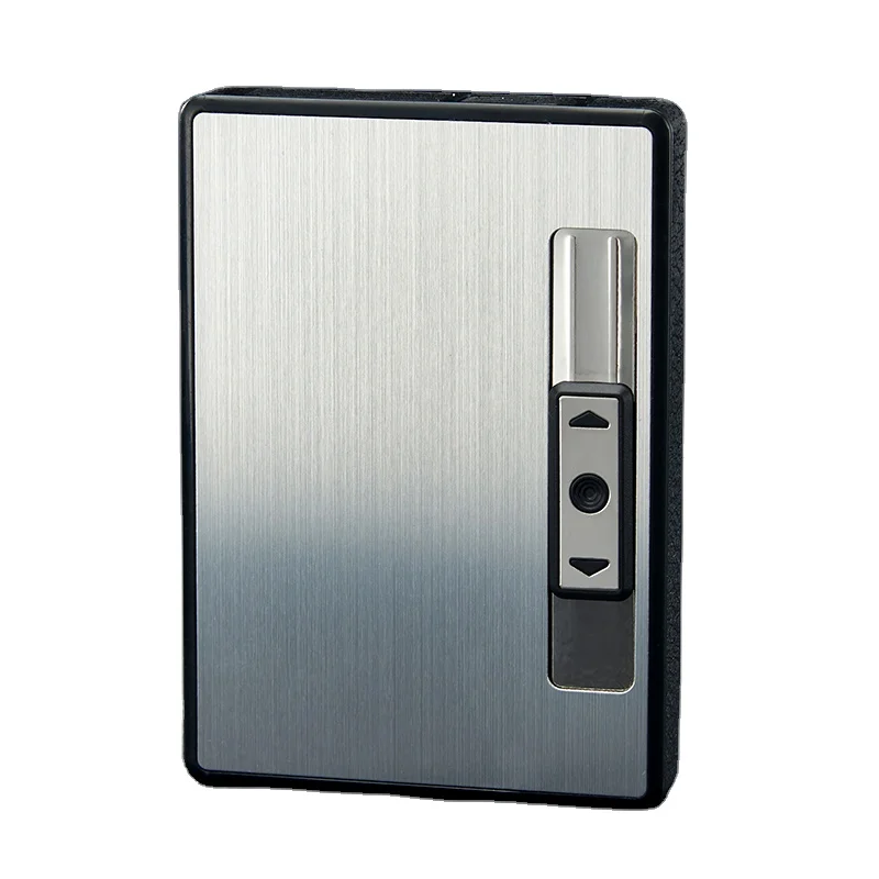 Automatic pop up usb cigarette lighter integrated custom cigarette case metal