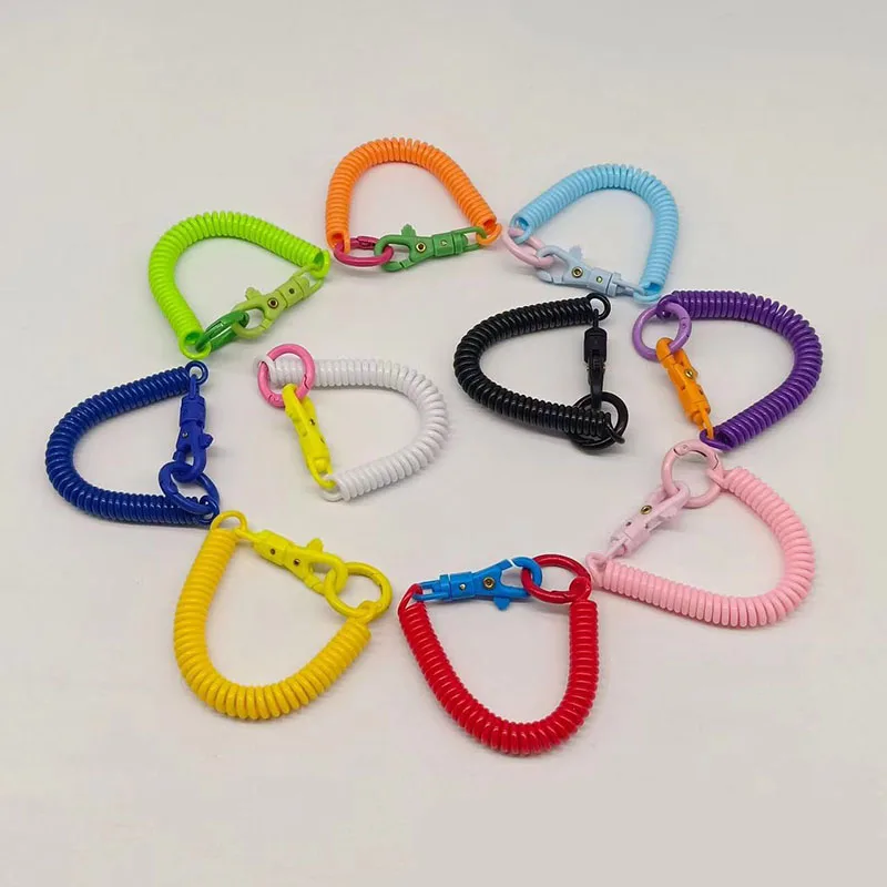 Alloy Mobile Phone Lanyard Key Chain with Plastic Loss-Proof Spring Rope Available in Stock Colors