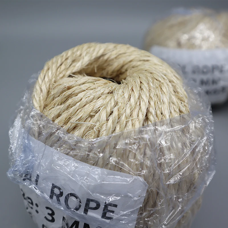 3mm 2 strand bleached sisal rope for packing rope and pet toy