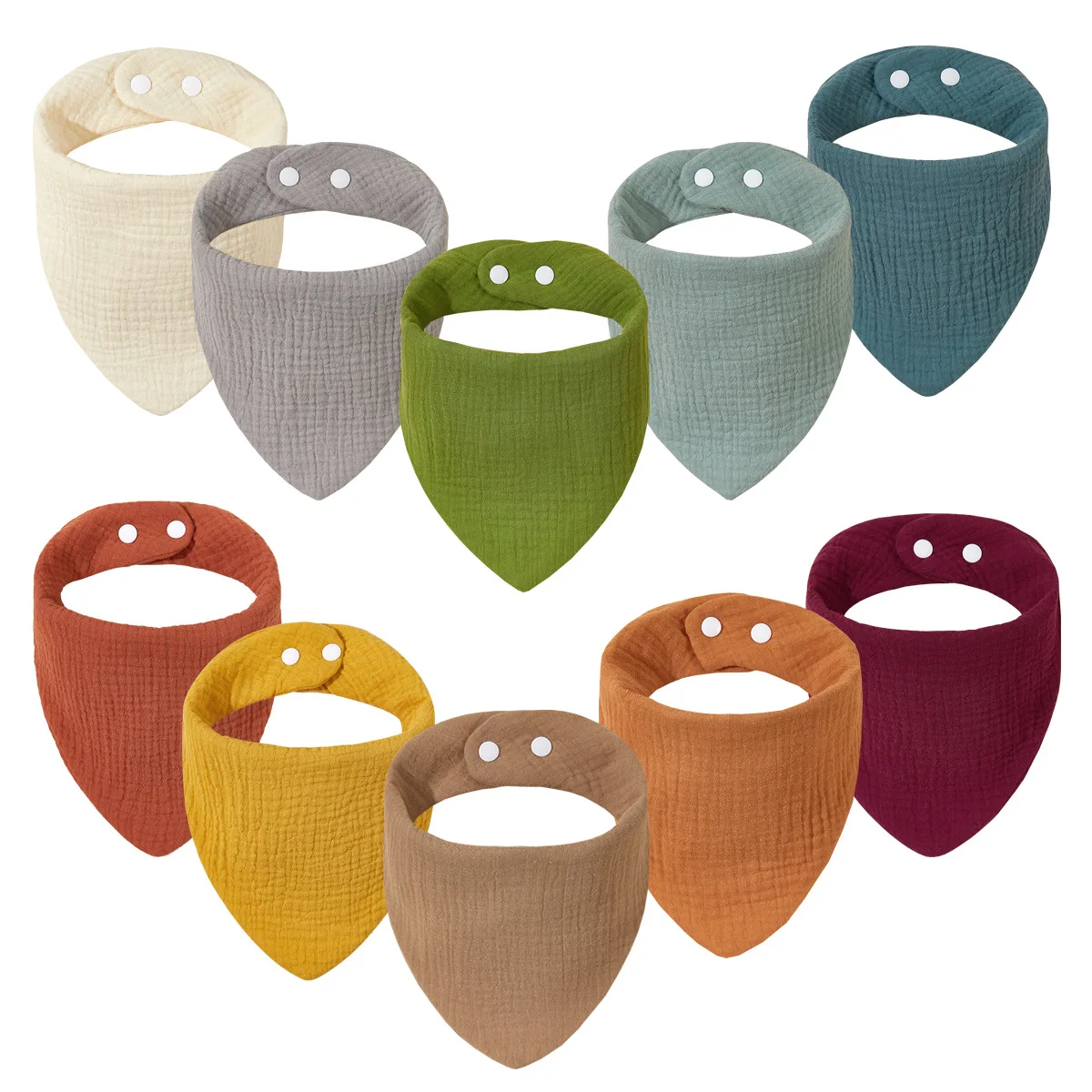 Custom Organic Muslin baby bibs Adjustable Button Reusable Bandana Bibs Super Soft Waterproof Multi Use Cotton bibs