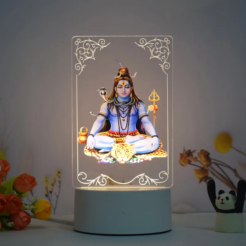 The Golden Temple in India Guru Nanak Ganesha Statue Gold Shiva Statue Shiva Parvati Idols 3D Lamp Color Print Night Lighting