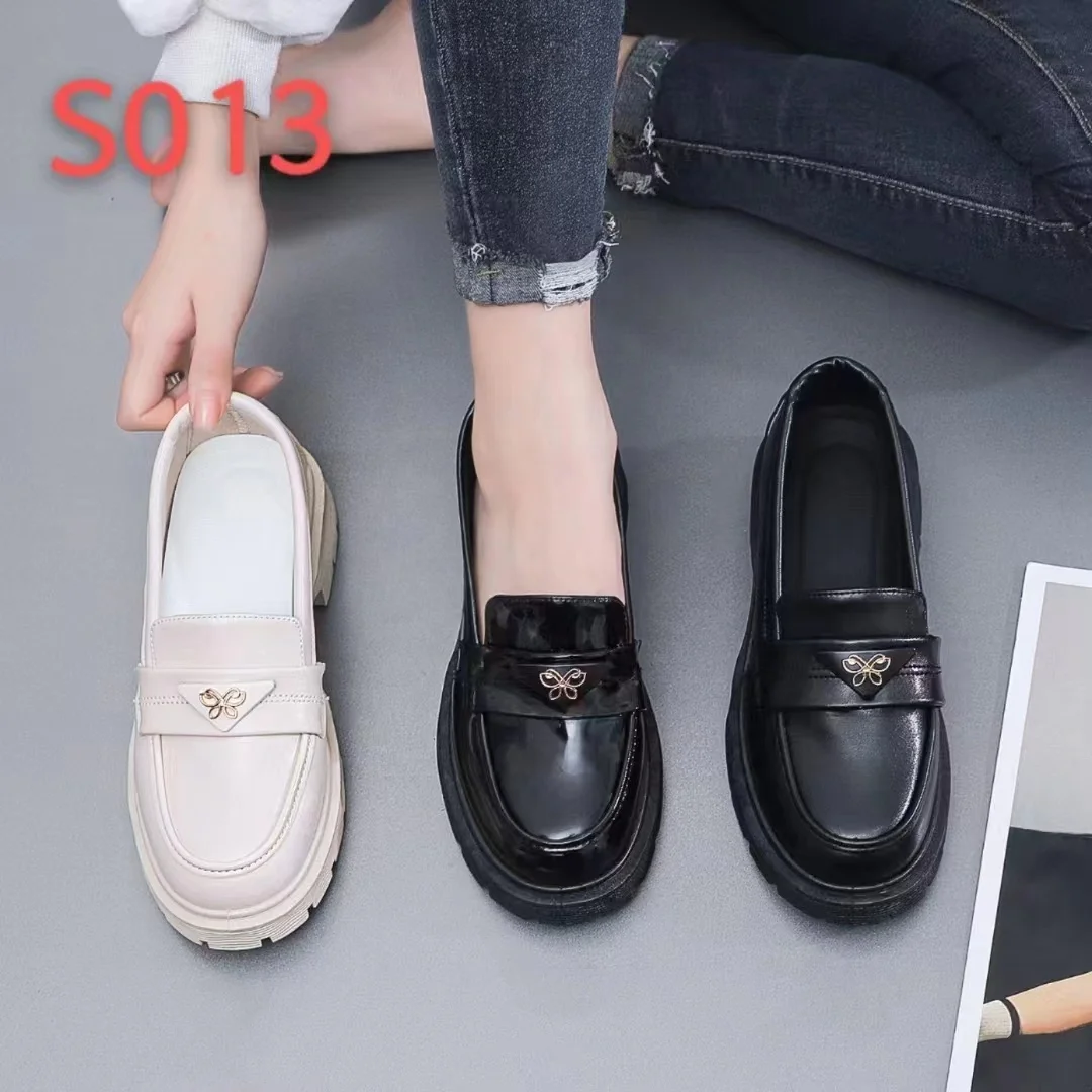 New Fashion Wedge Outsole Walking Shoes Platform PU Loafer Casual Outdoor Shoes for Girls
