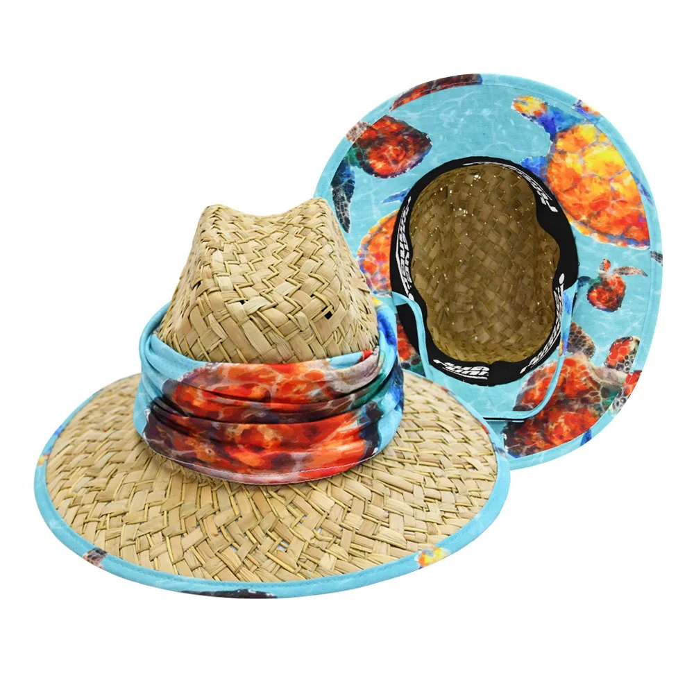 Vintage Summer Handmade Braided Natural Straw Hat For Kids Children Wide Brim Rattan Weave Hat With Custom Logo
