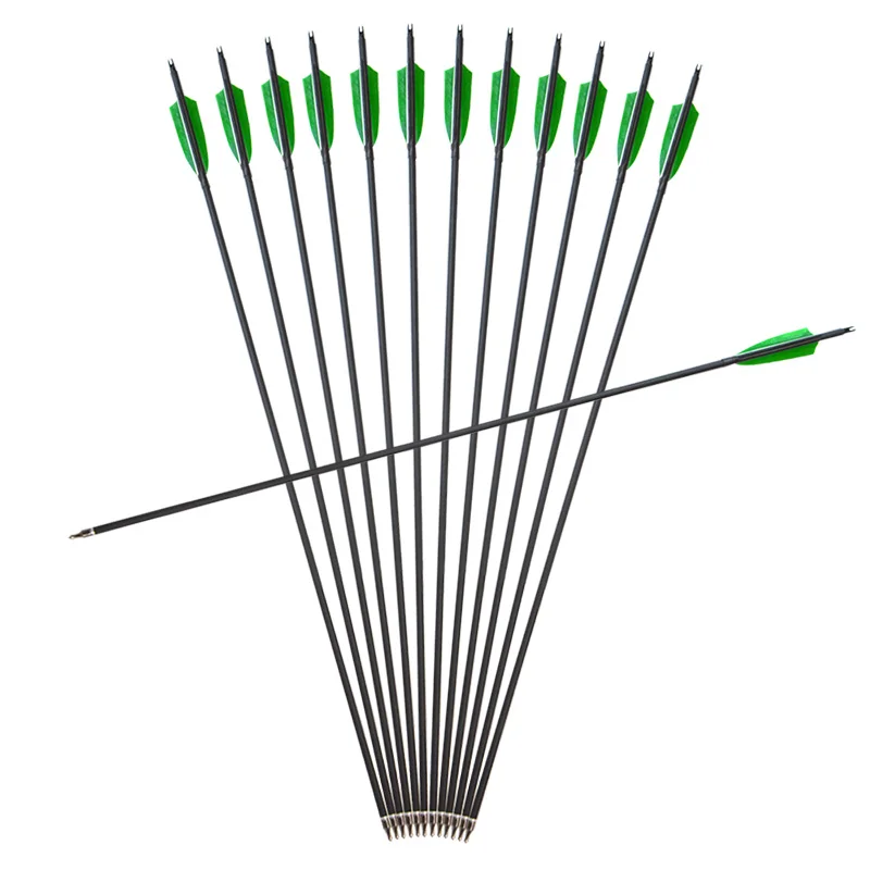 Hunting Shooting Archery Bow Spine 500 4-inch Shield True Feather Arrows High quality Mixed Carbon Arrows Shaft