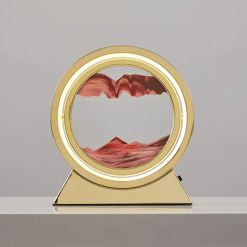 3D 10 Inch Moving Sandscape Art Table Lamp For Home/Office/Gift Hourglass Lamp Quicksand Painting