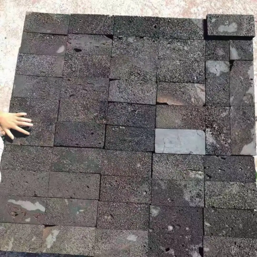 Wholesale volcanic slabs irregularly paving slabs grey cave stone sauna curtain wall brick